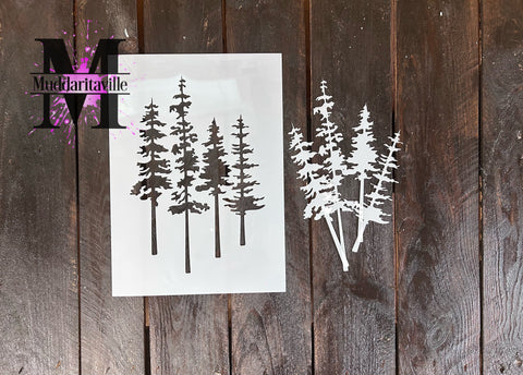 M0426 Tall Pine Stencil with individual masks