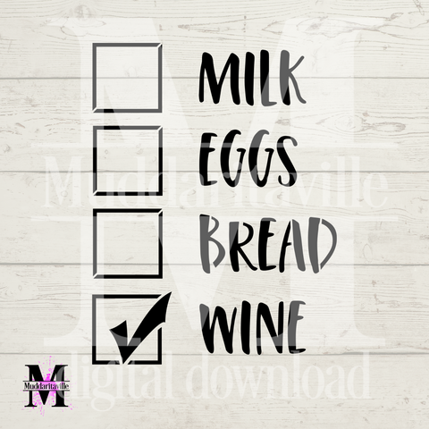 D0017 Milk Eggs Bread Wine ... Digital Download