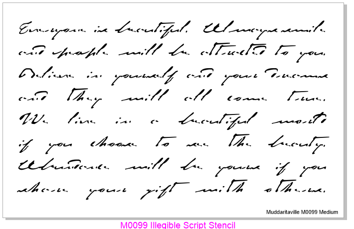 M0099 Illegible Script Stencil - 3 versions