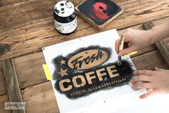 Fresh Coffee stencil by Funky Junk's Old Sign Stencils