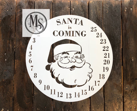 S0419 Santa is Coming Advent Clock - 2 sizes available