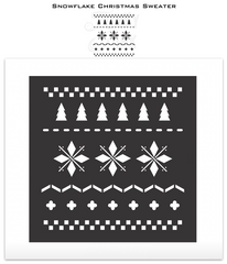 Snowflake Christmas Sweater stencil by Funky Junk's Old Sign Stencils is a repeating Christmas pattern stencil that resembles a real sweater! Images include snowflakes, Christmas trees and various stitch images. Perfectly sized to create cozy Christmas pillows, stencil furniture, or add patterns to other stencils.