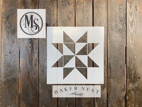 B009 Baker Nest's Snowflake Star Barn Quilt Stencil