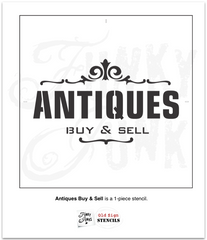 Make your collections stand out with our Antiques Buy & Sell stencil, perfect for adding a touch of vintage charm to your latest project! With its old-world flourishes and authentic look, this stencil is just what you need to celebrate your love of collecting. The compact   sign size makes it versatile for any space.