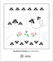 Add a playful buzz to your projects with the Bee Borders and Designs Stencil! Create your own world of whimsical bumble bees, flowers, and borders on any sized project! This stencil is designed to mix and match, giving your creations a charming co-ordinating touch of nature.