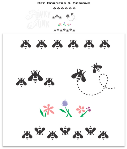 FJ155 Funky Junk's Bee Borders and Designs stencil