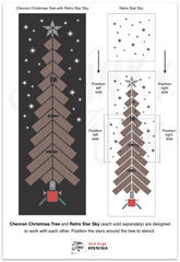 Combine stencils Chevron Christmas Tree plus Retro Star Sky (each sold separately) to get this festive look! By Funky Junk's Old Sign Stencils