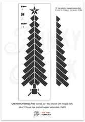 Enhance your holiday decor rustic-style with the Chevron Christmas Tree stencil! Create a unique rustic wood Christmas tree with images of a metal star, retro tree stand and wood plank body, designed to fit 1.5" real wood strips if desired! Complete with rusty junk hinges for the perfect quirky front porch sign!
