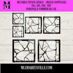 D0039 Kintsugi pattern 2 pc stencil set -Digital Download