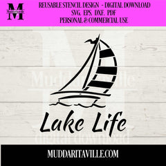 D0040 Lake Life Reusable Stencil Digital Download File - 2 designs