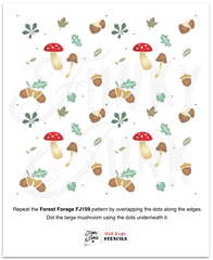 Capture the whimsy of a forest meander with our Forest Forage stencil! This quaint stencil pattern includes mushrooms, leaves, chestnuts, and acorns, perfect for capturing a forest's best gatherings. Add a touch of nature to any project with this unique stencil!