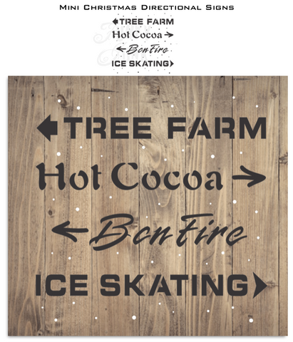 FJ172 Funky Junk's Old Sign Stencils Mini Christmas Directional Signs stencil