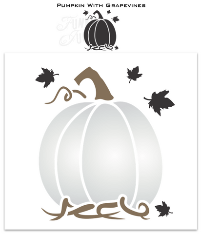 FJ162 Funky Junk's Pumpkin with Grapevines stencil