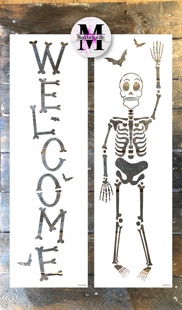 Skeleton Hello. Sign S0860 Welcome - Skeleton Vertical Sign – Muddaritaville Studio