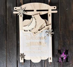 W0023 3D Winter Sleigh laser cut kit - 2 Stencil options