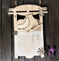 W0023 3D Winter Sleigh laser cut kit - 2 Stencil options