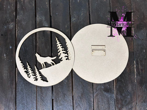 W0021 Howling Wolf 11" Round Sign Kit