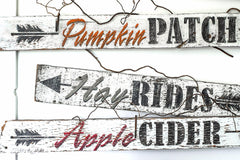 Hay Rides fall stencil by Funky Junk's Old Sign Stencils is the perfect stencil for fall or Halloween decorating! Create a sign on reclaimed wood, use it on furniture, or anywhere desired! Collect all our fall signs that match - Corn Maze, Hay Rides and Apple Cider.
