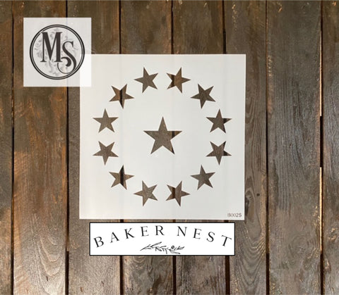 B002 Baker Nest's Cowpens Flag Barn Quilt Stencil
