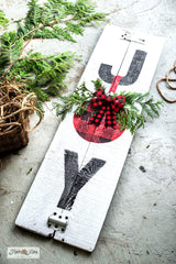 Joy - Large by Funky Junk's Old Sign Stencils is a larger scaled festive Christmas sign stencil bursting with creative mix & match options! Joy is offered in horizontal and vertical formats, with optional accessories that replace the O in Joy! Accessories include a Large Ornament, Large Snowflake, and Large Ornament Accessories.