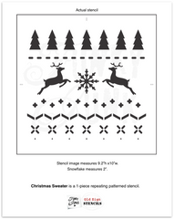 Christmas Sweater by Funky Junk's Old Sign Stencils is a repeating Christmas sweater pattern stencil that adds cozy festive charm to your painted projects! Designed with reindeer, a snowflake, trees and stitching patterns for an authentic sweater look. Sized in a square shape perfect for throw pillows.