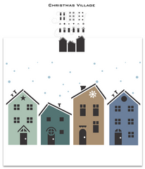 Christmas Village stencils by Funky Junk's Old Sign Stencils is a Christmas stencil kit that makes stenciling your own Christmas Village or wooden houses with ease! Includes 3 house images, with a selection of windows, doors and features such as a snowflake, heart and star. Designed to fit 2x4s to create wooden houses.