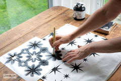 How to stencil a Retro Star pillow with Funky Junk's Old Sign Stencils.