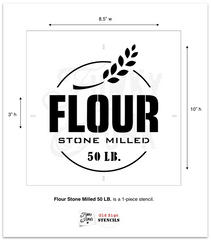 Flour Stone Milled 50 LB is a vintage-styled grain sack stencil. Team it up with Grain Sack Stripes for the complete authentic look! By Funky Junk's Old Sign Stencils.Flour Stone Milled 50 LB is a vintage-styled grain sack stencil. Team it up with Grain Sack Stripes for the complete authentic look! Complete with a sprig of wheat. By Funky Junk's Old Sign Stencils.