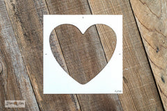Heart stencil by Funky Junk's Old Sign Stencils, is a 1-piece stencil available with an optional heart-shaped border. The 10" bold Heart has a soft, rounded shape that resembles a cinnamon heart candy! Perfect for a throw pillow, and works well with pattern stencils for the perfect Valentine's Day project!