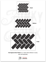 Create your own Herringbone Brick Pattern masterpiece 3 different ways! Our Herringbone Brick Pattern stencils by Funky Junk's Old Sign Stencils help you stencil a realistic brick texture on any sized project, creating a cozy, rustic vibe! Comes in 3 sizes to work with small projects, furniture, walls, floors, backsplashes and more.
