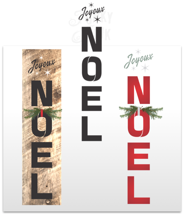Joyeux Noel is a vertical winter / Christmas themed stencil that celebrates the festive season! Designed with bold letters and sparkling stars. Makes the perfect Christmas decorating sign for a festive front porch or as wall decor.