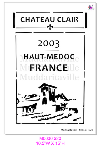 M0030 Wine Label stencil **Updated