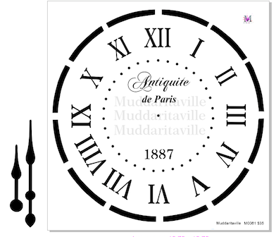 M0061 Paris Clock Stencil - 2 Size options