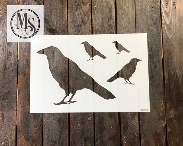M0089 Crow Stencil - 4 sizes on one stencil