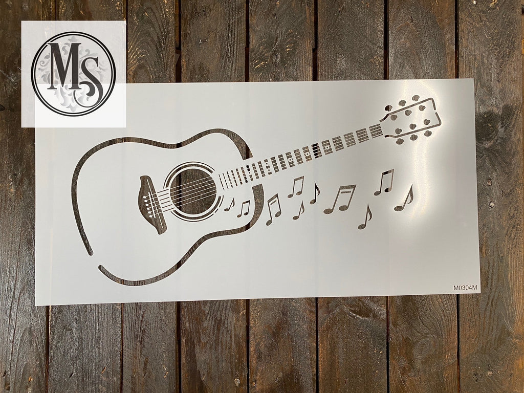 M0304 Guitar and musical notes in 2 sizes