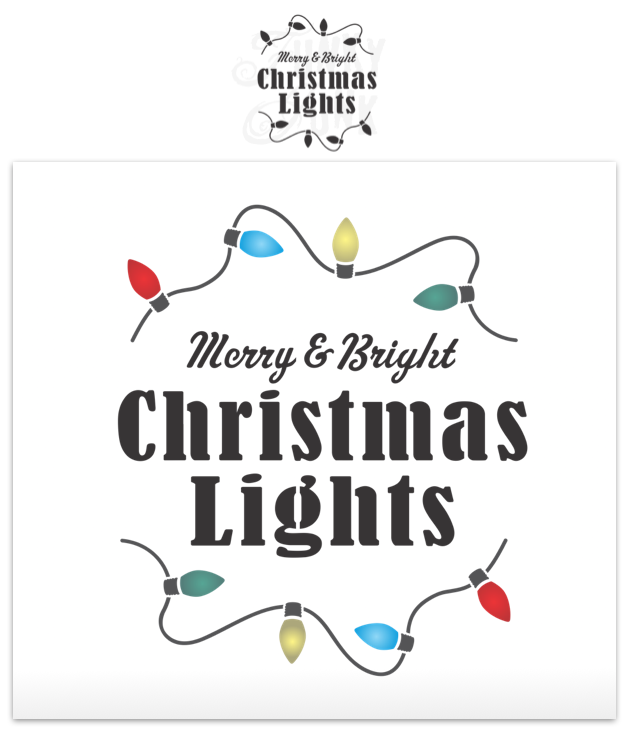 Merry & Bright Christmas Lights stencil by Funky Junk's Old Sign Stencils is a festive Christmas stencil that's all about the illuminated magic of Christmas! Bold graphics are tucked inside 2 curvy strings of vintage Christmas tree lights curving above and below the text. Sized for a Christmas pillow or tree crate.