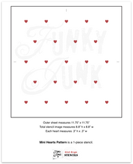 Mini Hearts Pattern stencil by Funky Junk's Old Sign Stencils offers the perfect heart-shaped 9" x 9" stencil pattern for Valentine's Day projects! The small, rounded hearts resembling cinnamon heart candies are spaced to offer a subtle effect.  