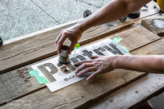 Pantry by Funky Junk's Old Sign Stencils. Paint professional looking vintage farmhouse styled pantry signs onto reclaimed wood with a stencil in minutes!