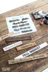Stencil mini fall signs with Fall Greetings - Small fall stencil by Funky Junk's Old Sign Stencils!