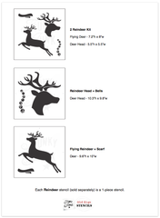 The Reindeer stencils are 3 different Christmas-themed stencils that come with jingle bells or scarf graphics to enhance their festive presence! Choices are: 2 Reindeer Kit (both head and flying), Reindeer Head + Jingle Bells, and Flying Reindeer + Scarf. They are the perfect companion to our Buffalo Check stencil!