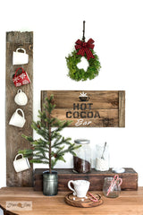 Make a charming rustic Hot Cocoa Bar Christmas sign with Hot Cocoa with Cup from Funky Junk's Old Sign Stencils!