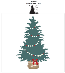 Rustic Christmas Tree is a Christmas-themed stencil of a pine tree designed with rustic, natural branches loaded with detail to give it a true natural feel. It comes with a rope-tied burlap sack tree base plus a bow to dress up the tree or the sack.  Included is a garland of popcorn and cranberries for the full effect!