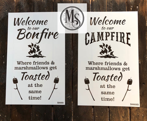 S0089 Bonfire or Campfire Stencil (2 options)