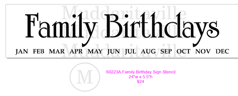S0223 Family Birthday Sign Stencil