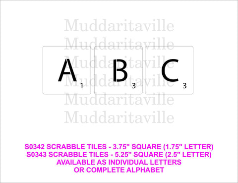 S0343 Scrabble Tile Stencil Set fit a 5.25" tile - full set of 26 letters