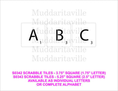 S0343 Scrabble Tile Stencil Set fit a 5.25" tile - full set of 26 letters