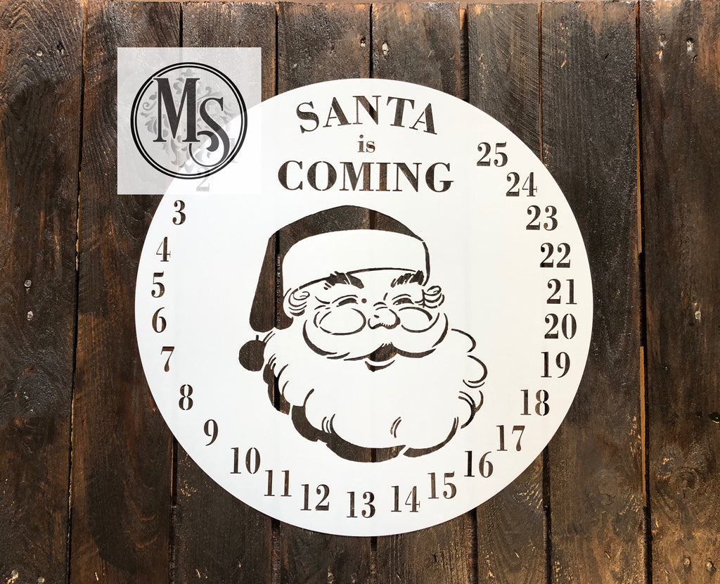 S0419 Santa is Coming Advent Clock - 2 sizes available