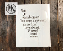 S0499 Your life was a blessing, 2 part design