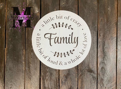 S0852 Family Round Sign with Border Options - 2 sizes available