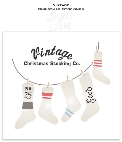 FJ146 Funky Junk's Vintage Christmas Stockings stencil